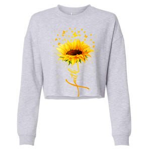 Inspirational Faith Sunflower & Butterflies Cropped Pullover Crew