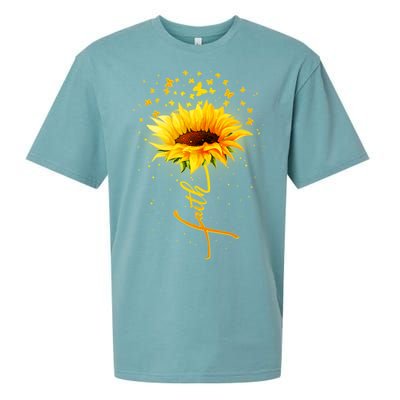 Inspirational Faith Sunflower & Butterflies Sueded Cloud Jersey T-Shirt