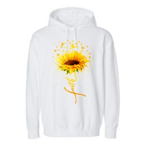 Inspirational Faith Sunflower & Butterflies Garment-Dyed Fleece Hoodie