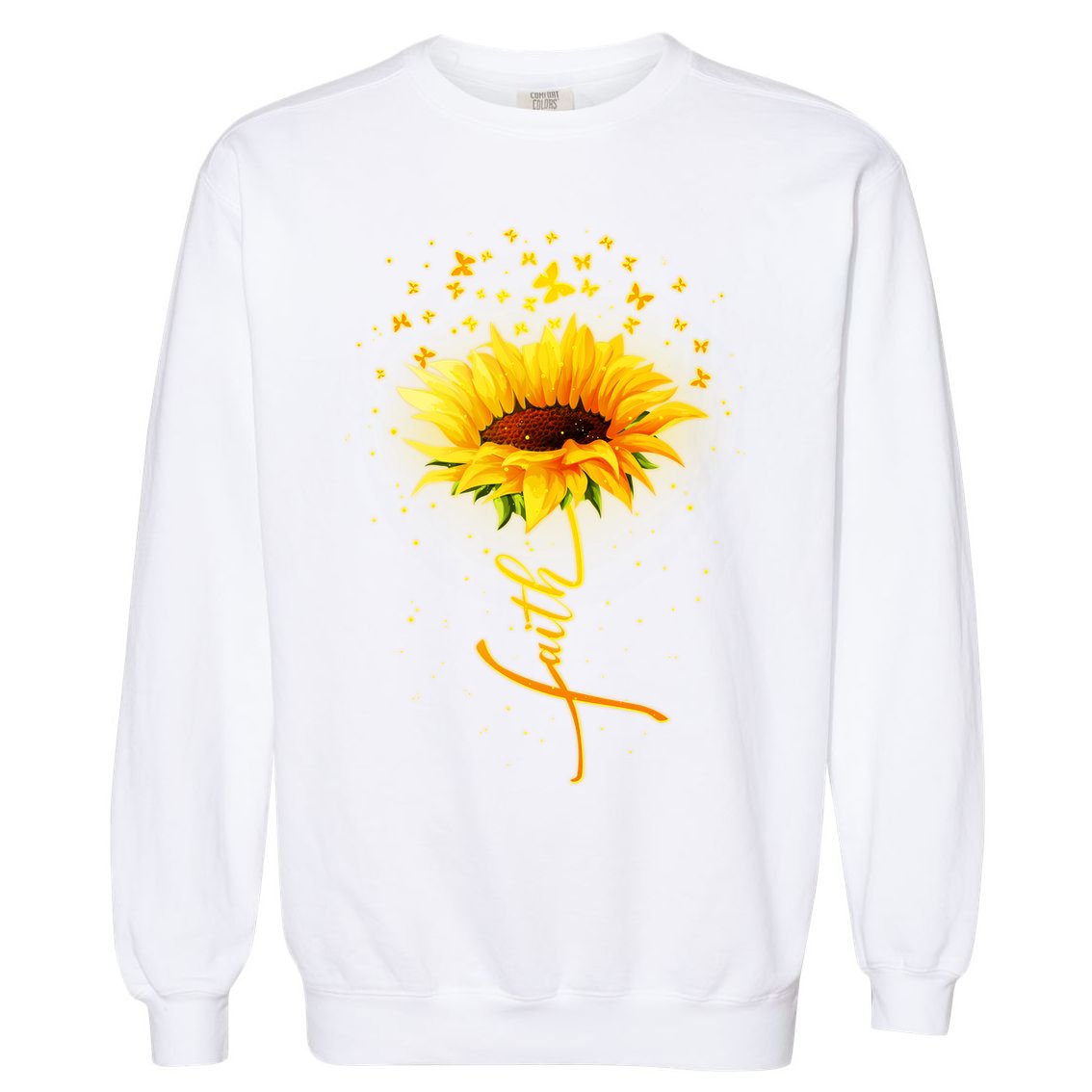 Inspirational Faith Sunflower & Butterflies Garment-Dyed Sweatshirt