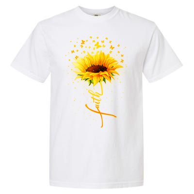 Inspirational Faith Sunflower & Butterflies Garment-Dyed Heavyweight T-Shirt