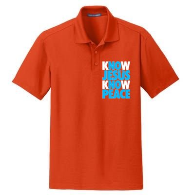 Inspirational Know Jesus Know Peace Dry Zone Grid Polo