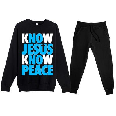 Inspirational Know Jesus Know Peace Premium Crewneck Sweatsuit Set