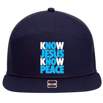 Inspirational Know Jesus Know Peace 7 Panel Mesh Trucker Snapback Hat