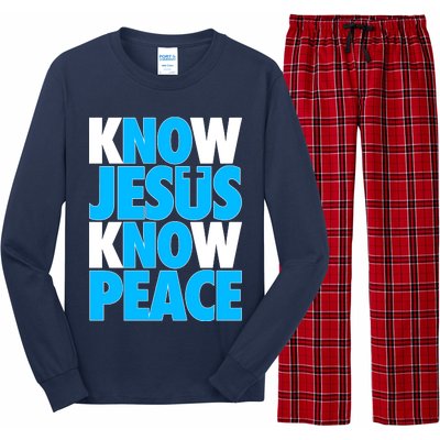 Inspirational Know Jesus Know Peace Long Sleeve Pajama Set