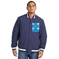 Inspirational Know Jesus Know Peace Insulated Varsity Jacket