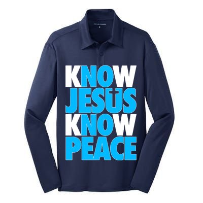 Inspirational Know Jesus Know Peace Silk Touch Performance Long Sleeve Polo