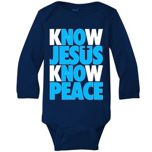 Inspirational Know Jesus Know Peace Baby Long Sleeve Bodysuit