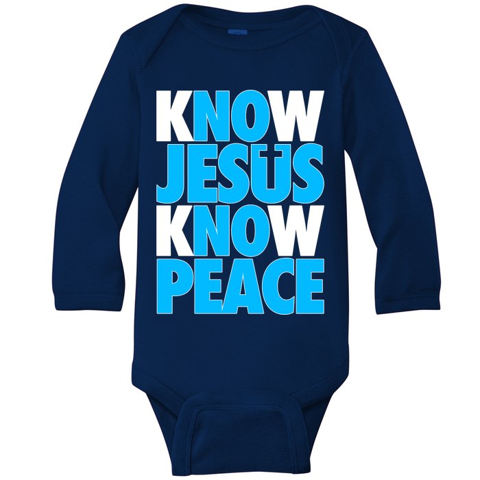 Inspirational Know Jesus Know Peace Baby Long Sleeve Bodysuit