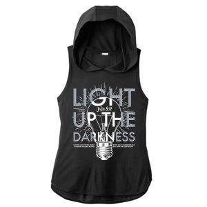 Inspirational Light Up The Darkness John 8:12 Ladies PosiCharge Tri-Blend Wicking Draft Hoodie Tank