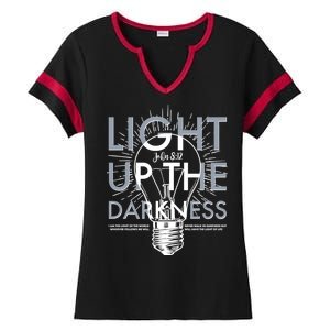 Inspirational Light Up The Darkness John 8:12 Ladies Halftime Notch Neck Tee