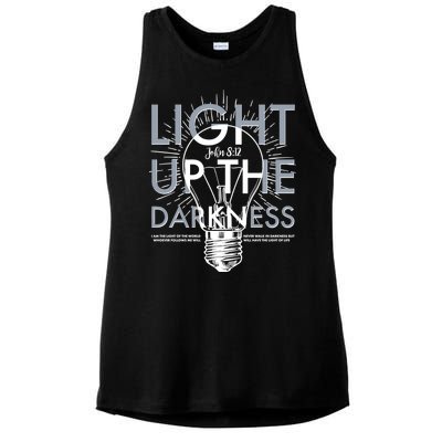 Inspirational Light Up The Darkness John 8:12 Ladies PosiCharge Tri-Blend Wicking Tank