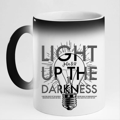 Inspirational Light Up The Darkness John 8:12 11oz Black Color Changing Mug