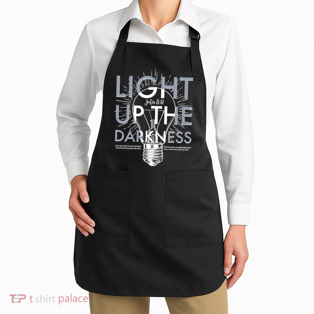 Inspirational Light Up The Darkness John 8:12 Full-Length Apron With Pockets
