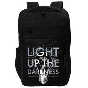 Inspirational Light Up The Darkness John 8:12 Impact Tech Backpack