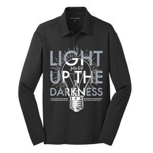 Inspirational Light Up The Darkness John 8:12 Silk Touch Performance Long Sleeve Polo