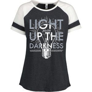 Inspirational Light Up The Darkness John 8:12 Enza Ladies Jersey Colorblock Tee