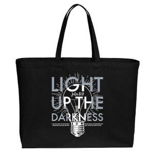 Inspirational Light Up The Darkness John 8:12 Cotton Canvas Jumbo Tote