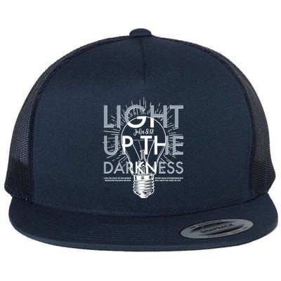 Inspirational Light Up The Darkness John 8:12 Flat Bill Trucker Hat