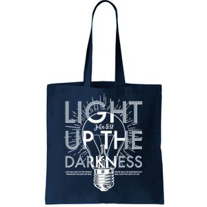 Inspirational Light Up The Darkness John 8:12 Tote Bag