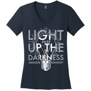 Inspirational Light Up The Darkness John 8:12 Women's V-Neck T-Shirt