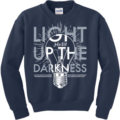 Inspirational Light Up The Darkness John 8:12 Kids Sweatshirt