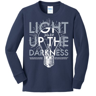 Inspirational Light Up The Darkness John 8:12 Kids Long Sleeve Shirt