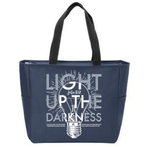 Inspirational Light Up The Darkness John 8:12 Zip Tote Bag