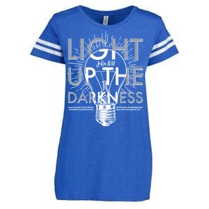 Inspirational Light Up The Darkness John 8:12 Enza Ladies Jersey Football T-Shirt