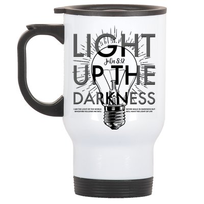 Inspirational Light Up The Darkness John 8:12 Stainless Steel Travel Mug