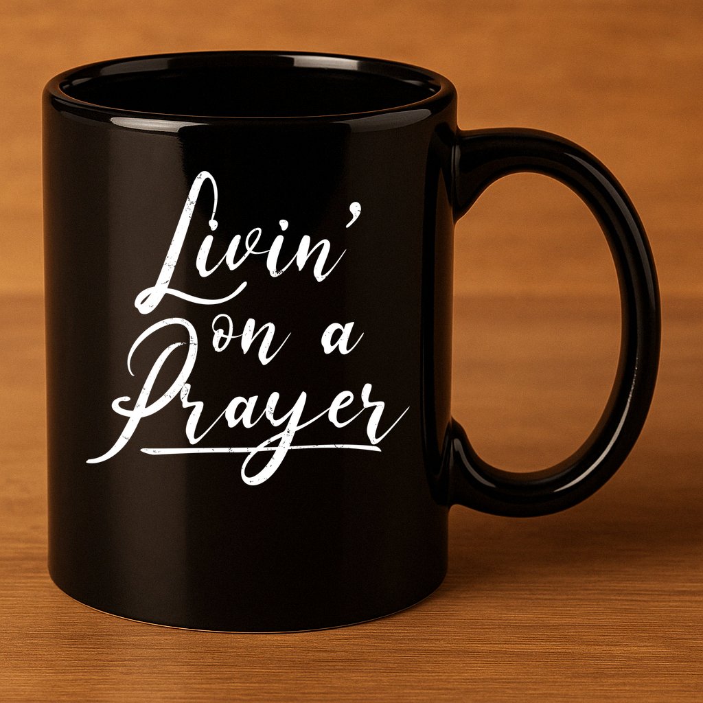 Inspirational Livin' On A Prayer 11oz C Handle Ceramic Mug