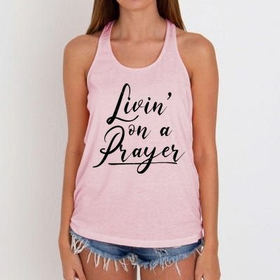 Inspirational Livin' On A Prayer Women's Knotted Racerback Tank