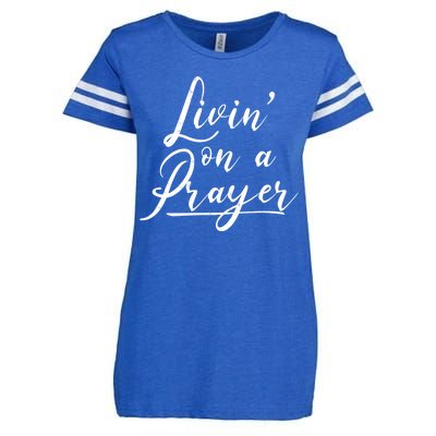 Inspirational Livin' On A Prayer Enza Ladies Jersey Football T-Shirt