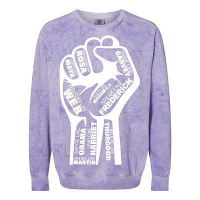 Inspirational People Black History Month Fist Colorblast Crewneck Sweatshirt