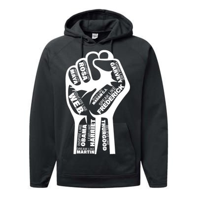 Inspirational People Black History Month Fist Performance Fleece Hoodie