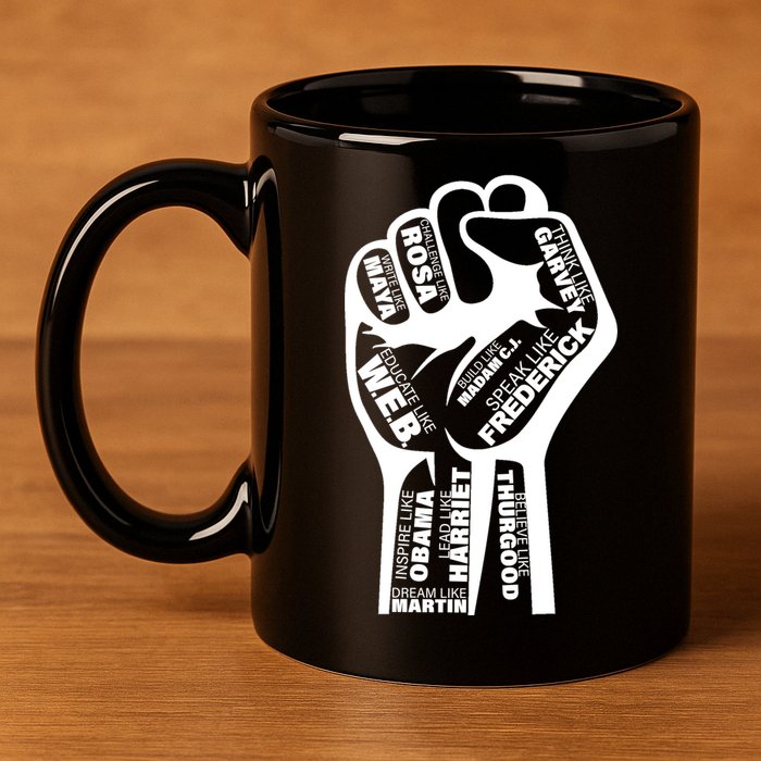 Inspirational People Black History Month Fist 11oz C Handle Ceramic Mug