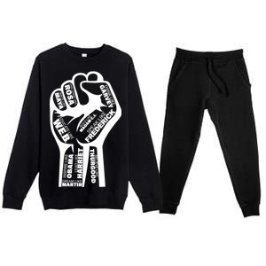 Inspirational People Black History Month Fist Premium Crewneck Sweatsuit Set