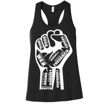 Inspirational People Black History Month Fist Women's Racerback Tank