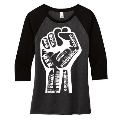 Inspirational People Black History Month Fist Women's Tri-Blend 3/4-Sleeve Raglan Shirt