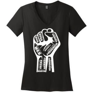 Inspirational People Black History Month Fist Women's V-Neck T-Shirt