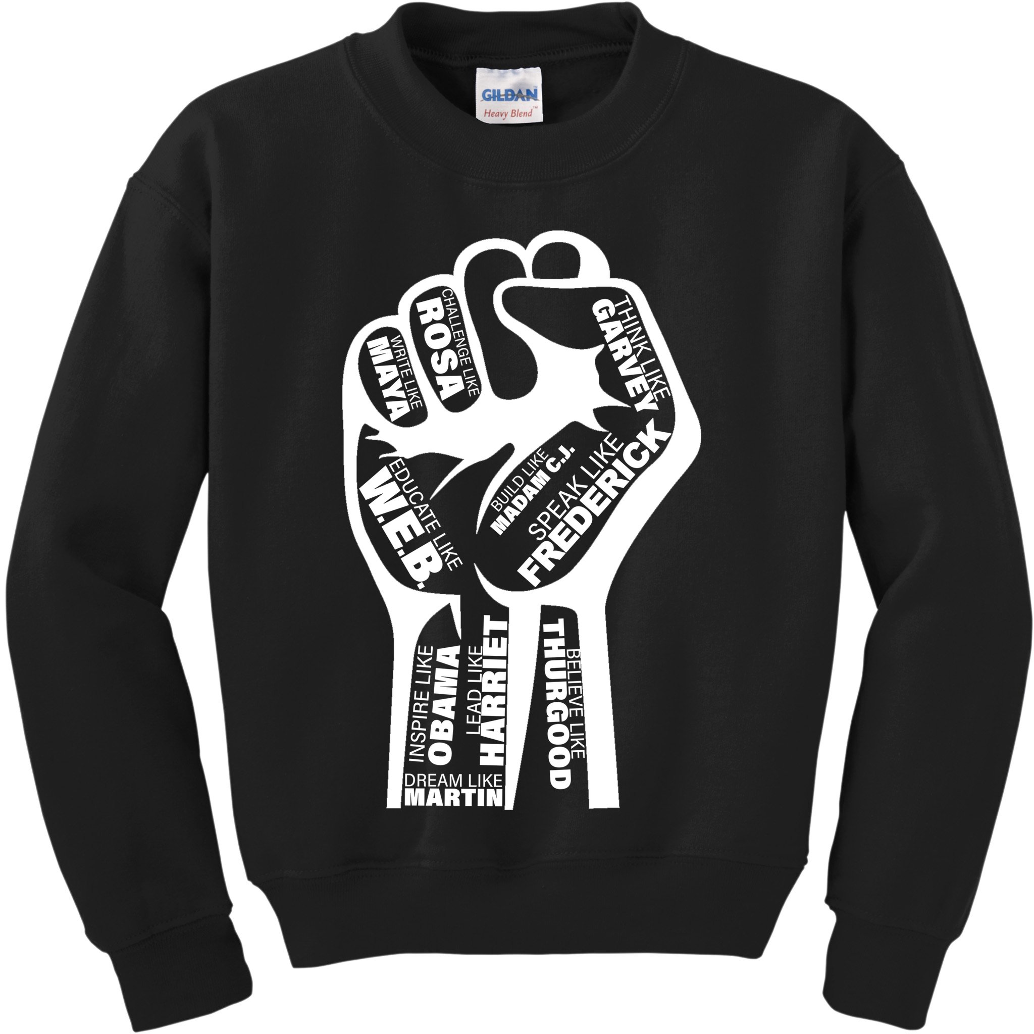 Inspirational People Black History Month Fist Kids Sweatshirt