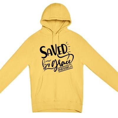 Inspirational Saved by Grace Ephesians 2:8 Premium Pullover Hoodie