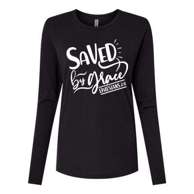 Inspirational Saved by Grace Ephesians 2:8 Womens Cotton Relaxed Long Sleeve T-Shirt