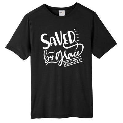 Inspirational Saved by Grace Ephesians 2:8 Tall Fusion ChromaSoft Performance T-Shirt