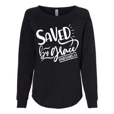 Inspirational Saved by Grace Ephesians 2:8 Womens California Wash Sweatshirt