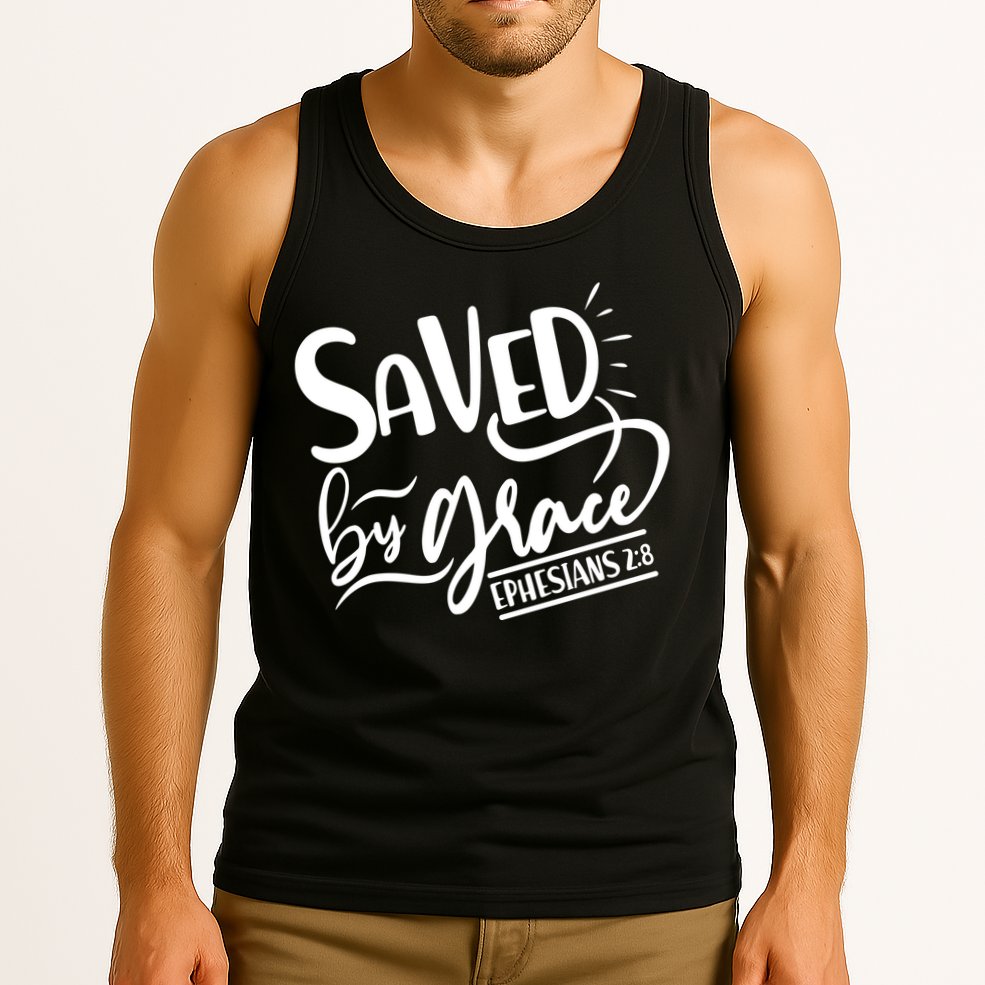 Inspirational Saved by Grace Ephesians 2:8 Tank Top