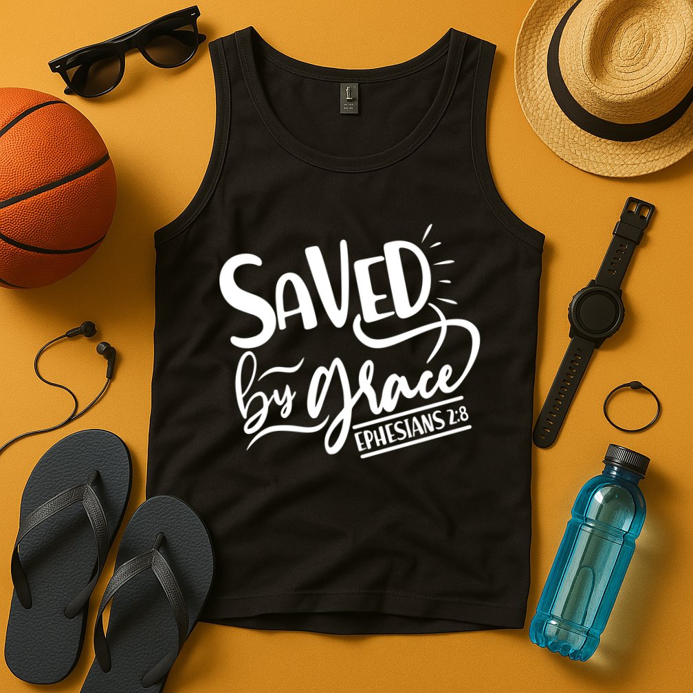 Inspirational Saved by Grace Ephesians 2:8 Tank Top