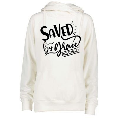 Inspirational Saved by Grace Ephesians 2:8 Womens Funnel Neck Pullover Hood