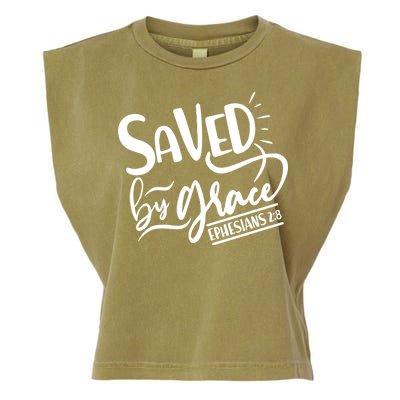 Inspirational Saved by Grace Ephesians 2:8 Garment-Dyed Women's Muscle Tee