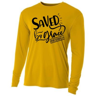 Inspirational Saved by Grace Ephesians 2:8 Cooling Performance Long Sleeve Crew